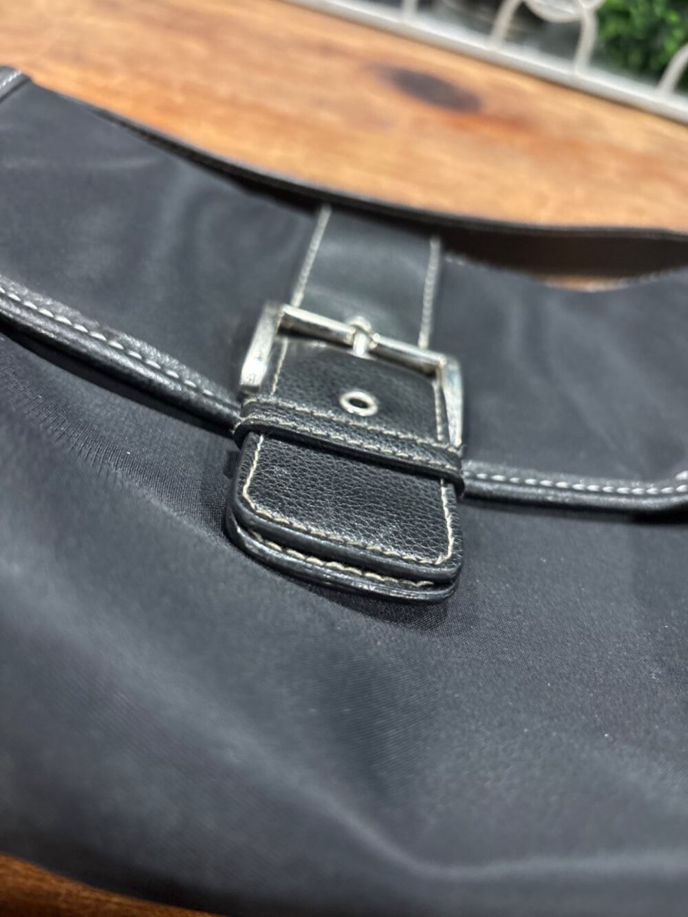 Victorias Secret Black ShoulderHand Bag Faux Leather Accents & Buckle Detail - Picture 2 of 8